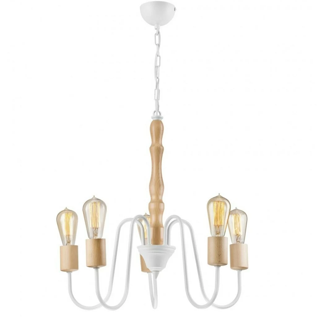 NORAH żyrandol naturalny buk 5x60W E27 styl prowansalski