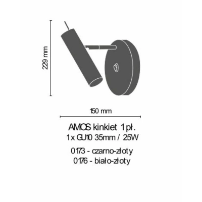AMMOS kinkiet 1 PŁ z wyłącznikiem AMPLEX