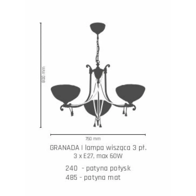 GRANADA lampa wisząca 3PŁ Amplex