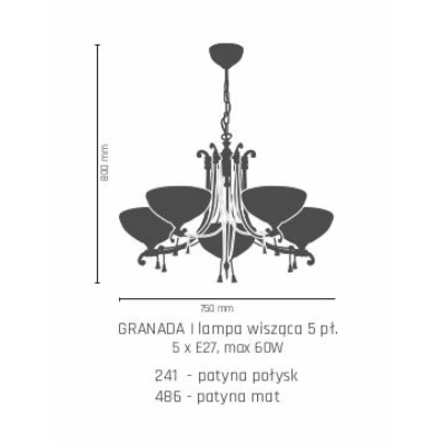 GRANADA lampa wisząca 5PŁ Amplex