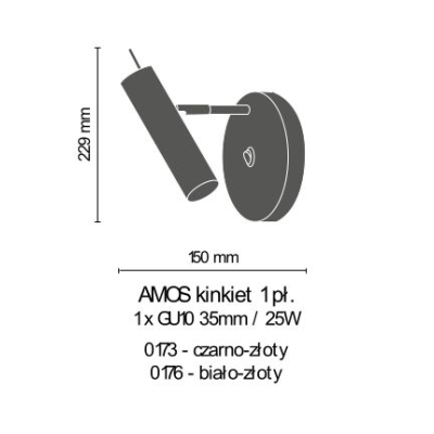 AMOS kinkiet White Gold AMPLEX z wyłącznikiem
