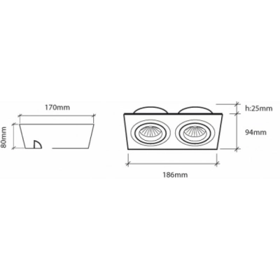 Mini Catli 94x186 oprawa wbudowywana LED 2x10W 2x686lm biała