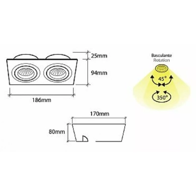 Mini Catli 94x186 oprawa wbudowywana 2xGU10 aluminium