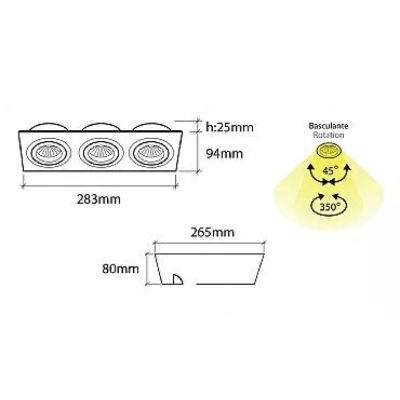 Mini Catli 94x283 oprawa wbudowywana 3xGU10 aluminium