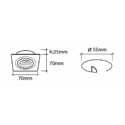 Juno 70x70 oprawa wbudowywana GU10 MR11 aluminium