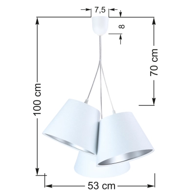 Ambrozja lampa wisząca 3xE27 biała srebrna