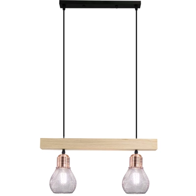 Edison lampa wisząca 2xE27 czarna miedź dąb naturalny 1998/2 WD Elem