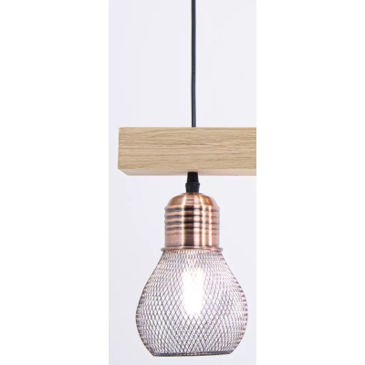 Edison lampa wisząca 2xE27 czarna miedź dąb naturalny 1998/2 WD