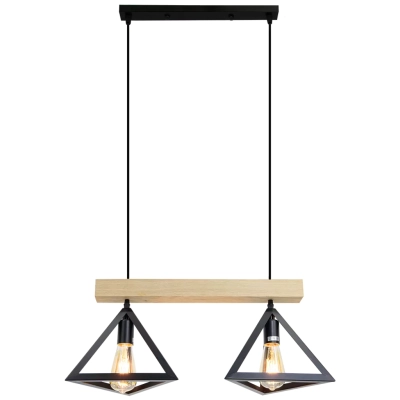 Romb lampa wisząca 2xE27 czarna dąb naturalny 6804/2 WD Elem