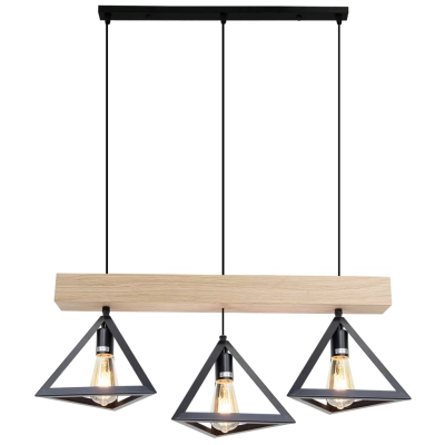 Romb lampa wisząca 3xE27 czarna dąb naturalny 6804/3 WD Elem