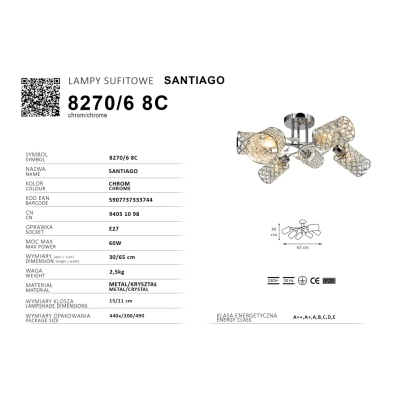 Santiago lampa sufitowa 6xE27 chrom 8270/6 8C