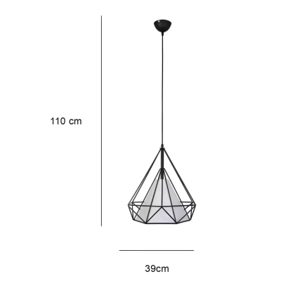 Piramida lampa wisząca 1xE27 czarna 8802/1