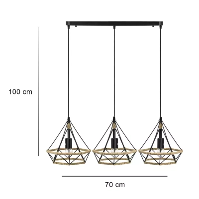 Piramida lampa wisząca 3xE27 czarna 8803/3