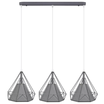 Piramida lampa wisząca 3xE27 grey mat, siatka 8803/3 Elem