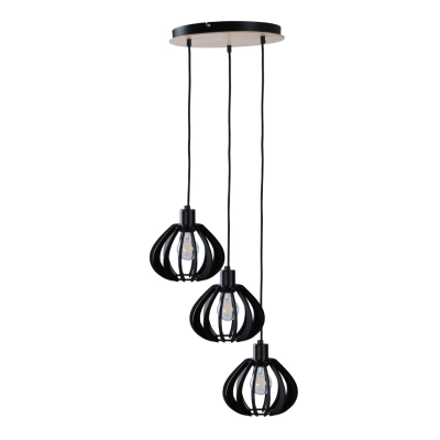 Nicoleta Black and Natural lampa sufitowa 3xE27 816 Keter Lighting