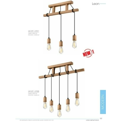 LEON lampa stołowa drewno oliwka 1x60W E27