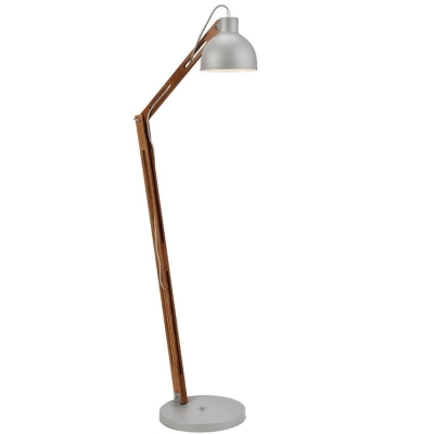 MARCELLO lampa podłogowa srebrna - drewno calvados 1x60W E27 Lamkur