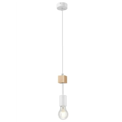 ORAZIO lampa wisząca biała - naturalny buk 1x60W E27 Lamkur