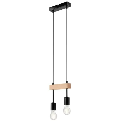 ORAZIO lampa wisząca czarna - naturalny buk 2x60W E27 Lamkur