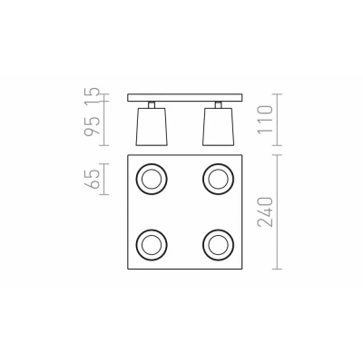 KENNY IV sufitowa aluminium szczotkowane czarna 230V GU10 4x35W Redlux