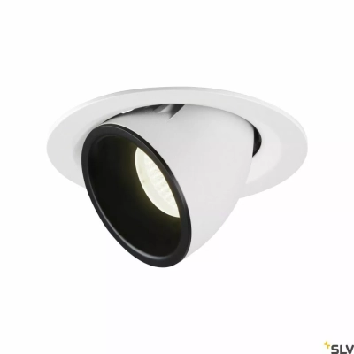 SLV Numinos Gimble M Ø 13,5 cm lampa wbudowywana LED 17,5 W 1460 lm 2700K/3000K/4000K 20°/40°/55° biało-czarna