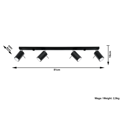 RING 4L listwa czarna Sollux lighting