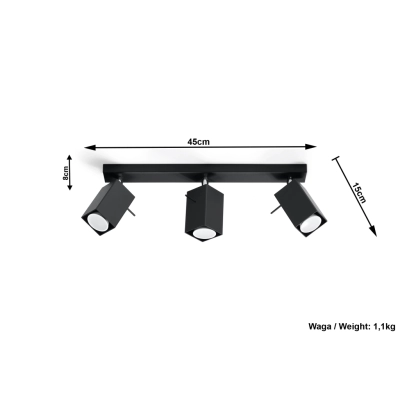 MERIDA 3 reflektorki czarne Sollux lighting