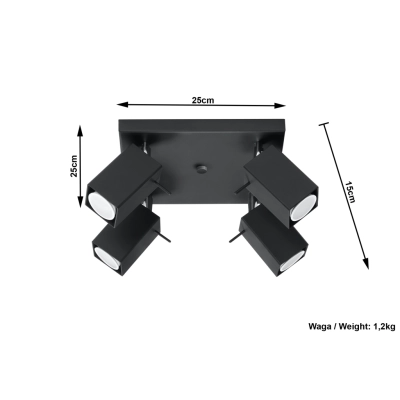 MERIDA 4 plafon reflektorki czarne Sollux lighting