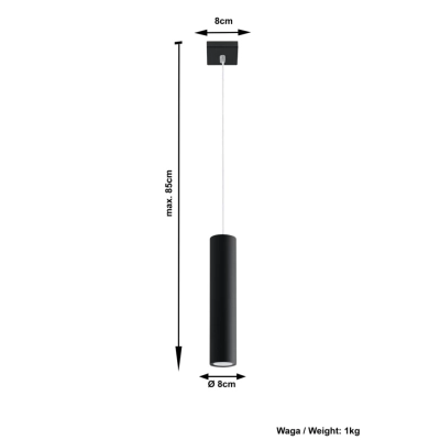 LAGOS 1 lampa wisząca czarna SL.0327 Sollux lighting