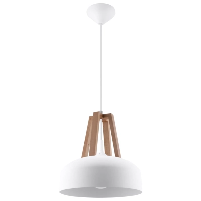 CASCO lampa wisząca skandynawski design Biała Naturalne Drewno Sollux lighting