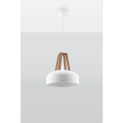 CASCO lampa wisząca skandynawski design Biała Naturalne Drewno Sollux lighting