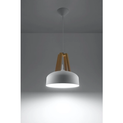 CASCO lampa wisząca skandynawski design Biała Naturalne Drewno Sollux lighting