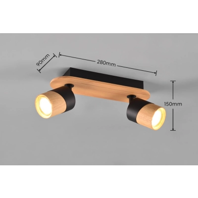 Aruni lampa sufitowa 2xGU10 drewno 801100232