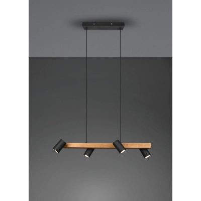 Marley lampa wisząca 4 x GU10 35 W czarno - drewniana 312490432 TRIO Lighting