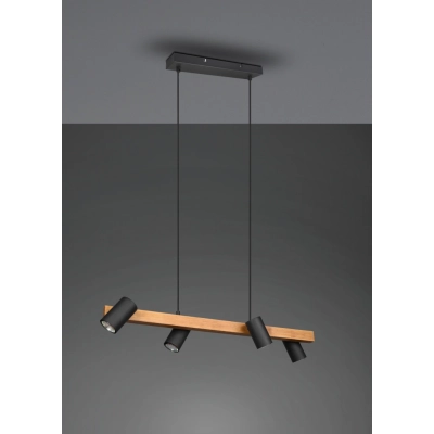 Marley lampa wisząca 4 x GU10 35 W czarno - drewniana 312490432 TRIO Lighting