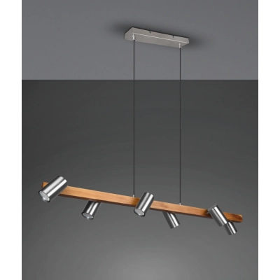 Marley lampa wisząca 6 x GU10 35 W nikiel - drewno 312490607 TRIO Lighting