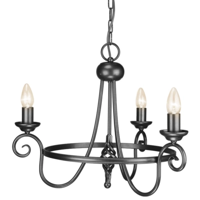 Harlech 3Lt Chandelier Black