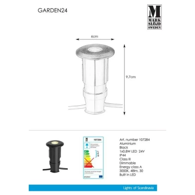 Garden 24 lampa wbudowywana IP44 LED 0,8W 107284 czarna