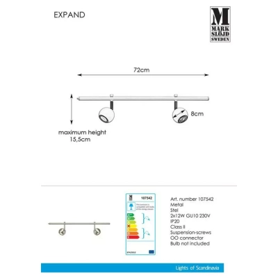 Expand lampa sufitowa GU10 107542 stal